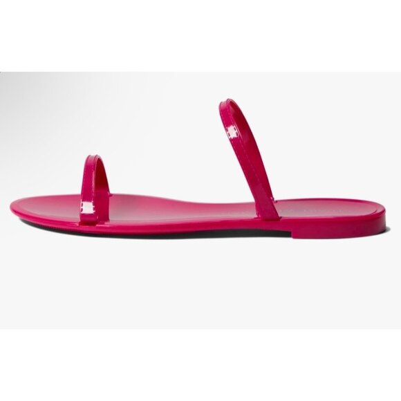 Stuart Weitzman Sawyer Slides Dual Band Size 8 EU 38.5 Flat Orchid NWOB Pink - Picture 1 of 12